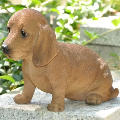 Image de Figurine décorative de jardin Teckel brun