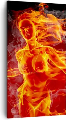 Produktbild von Bild auf Leinwand - Leinwandbild - Frau Flammen Illustration - 45x80cm - Wand Bild - Wanddeko - Leinwanddruck - Bilder - Kunstdruck - Wanddekoration - Leinwand bilder - Wandkunst - PA45x80-0222