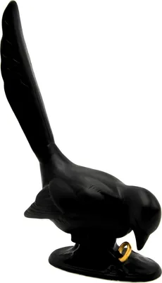 Obrázek produktu pro Casa Padrino porcelánová soška havrana se zlatým kroužkem černá / zlatá 17 x 7 x v. 47 cm - Reichenbach porcelán - Vyrobeno v Německu