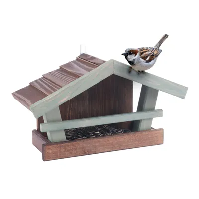 Produktbild von Hängendes Vogelhaus aus Holz, groß und stabil, für den Garten, mit Platz für 200g Sonnenblumenkerne