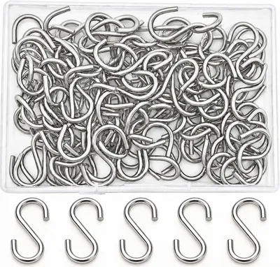 100 Mini-S-Haken, Edelstahl, 27 mm, silber