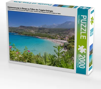 Produktbild von CALVENDO Puzzle Küstenromanze in Stoupa zu Füßen des Taigeto-Gebirges | 2000 Teile Lege-Größe 90x67cm Foto-Puzzle für glückliche Stunden