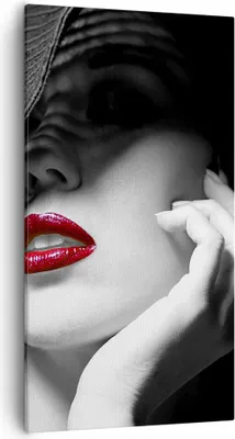 Produktbild von Bild auf Leinwand - Leinwandbild - Frau Gesicht Lippen - 55x100cm - Wand Bild - Wanddeko - Leinwanddruck - Bilder - Kunstdruck - Wanddekoration - Leinwand bilder - Wandkunst - PA55x100-3618