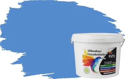 Produktbild von RyFo Colors Silikonharz Fassadenfarbe Lotuseffekt Trend Polarblau 3l - bunte Fassadenfarbe, weitere Blau Farbtöne und Größen erhältlich, Deckkraft Klasse 1