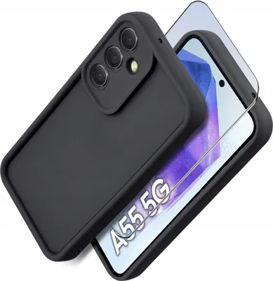 Image de Étui en silicone mat pour Samsung A55 5G + Film de protection d'écran en verre trempé 9H