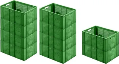 Produktbild von SparSet 10x Eurobehälter Obst- und Gemüsekasten | HxBxT 27,4x40x60cm | 54 Liter | Grün | Obst-Gemüsekiste, Obstkorb, Transportbox