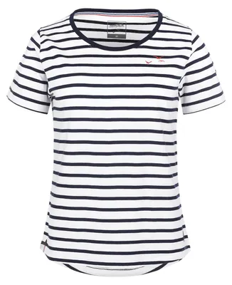 Produktbild von modAS Damen T-Shirt im bretonischen Streifen-Design - Gestreiftes Kurzarm-Shirt aus Baumwolle in Weiß-Blau Größe 46