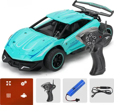 Zdjęcie produktu dla 1: 24 2,4g Zdalne sterowanie samochód Alloy Wysokiej prędkości Rc Sportowe Off- drogowego pojazdu zabawki dla dzieci na prezenty niebieski (33785)