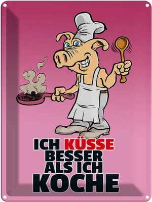 Produktbild von vianmo Blechschild 40x30 cm Ich küsse besser als koche Spruch Zitat