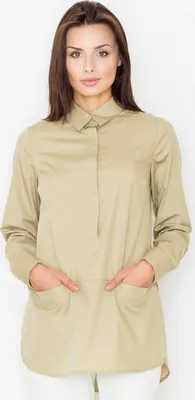 Imagen del producto de Camisa de mujer Figl, color oliva, modelo M493, talla M