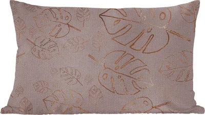 Produktbild von MuchoWow® Zierkissen Sofakissen Wohnzimmer Dekokissen 60x40 cm Muster - Lila - Bronze - Blätter - Kopfkissen - Polster mit Foto