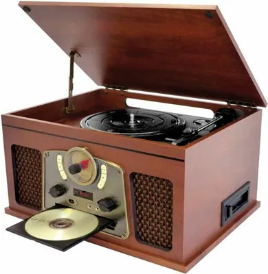 Produktbild von INOVALLEY RETRO10E-BTH-N - Retro-HiFi-System - Bluetooth-Konnektivität, USB, Vinyls, CD, K7-Audio, FM-Radio, Aux-In - Altes Holz