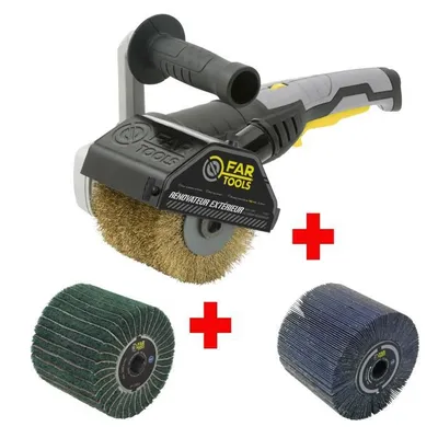 Produktbild von Fartools Pack Rex120C Aussenrenovator + Schleifklappenbürste + Synthetische Faserbürste Und Schleifklappen