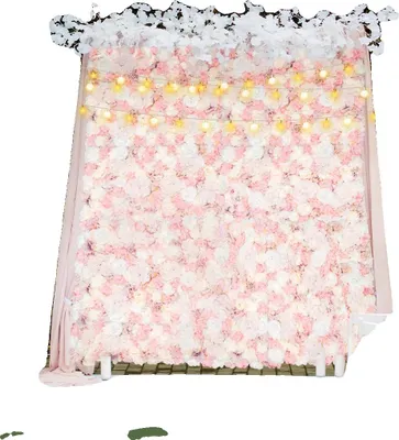 Produktbild von Künstliche Blumenwand, Seiden- und Kunststoffmaterial, Abmessungen 60x40cm, Bruttogewicht 4,6kg, Innen-/Außennutzung, Montage erforderlich