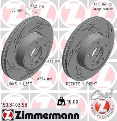 Produktbild von 2x ZIMMERMANN Bremsscheibe 150.3403.53 für BMW 5 Limousine (E60) 5 Touring (E61)