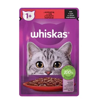 Obrázek produktu pro WHISKAS kapsička s hovězím ve šťávě  85g