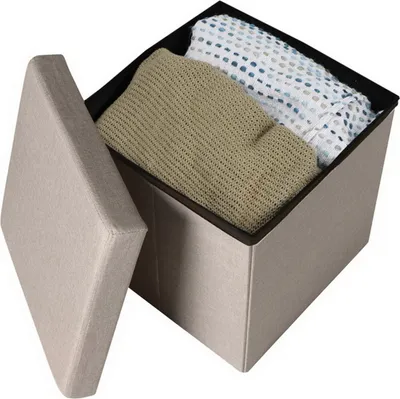 Produktbild von Urban Living Sitzhocker faltbar Sitzwürfel "ASPECT LIN" Hocker 53499 sandfarben
