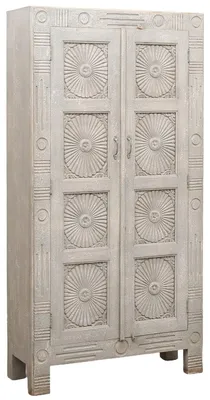 Imagen del producto de Mueble alto Natahara, 210 cm, madera de mango natural, color marrón vintage, estilo bohemio, macizo