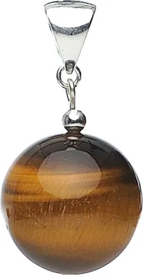 Produktbild von Anhänger Kugel aus echtem Tigerauge & 925 Silber braun glatt Kettenanhänger für Damen