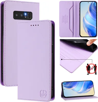 Produktbild von Lederhülle für Samsung Galaxy Note 8 Hülle Flip Brieftasche Kartenfächern Ständer Schutzhülle Violett