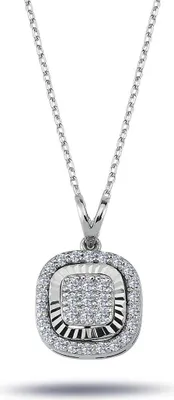 Produktbild von Diamanten (Brillant-Schliff) Anhänger Halskette Collier 14 Karat Weißgold