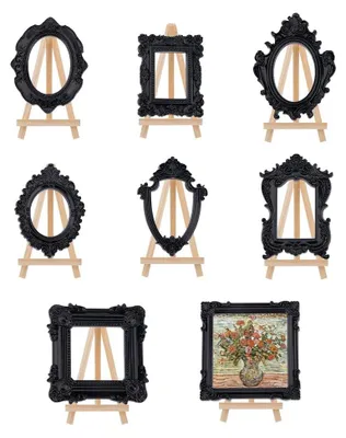 Produktbild von Set aus 10 Vintage Mini Bilderrahmen in Schwarz zur Dekoration