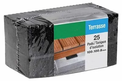 Image de 25 Tampons Isolation Lambourde 100 x 100 x Ht. 8 mm - Isolation et Protection Bois - D-Work
