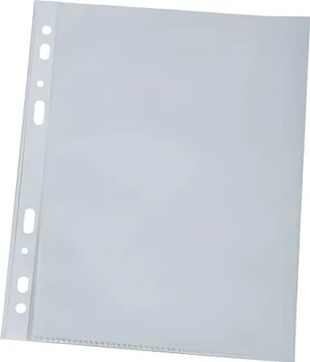 Produktbild von Q-CONNECT - Q-CONNECT geperforeerde showtas A4 8-gaatsperforatie gekorreld 50 micron pak van 10 stuks