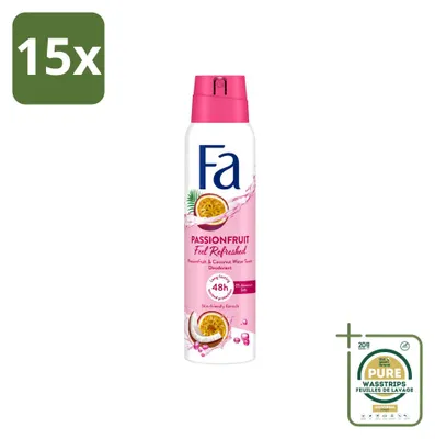 Productafbeelding van 15 x Fa Deodorant Spray Passievrucht, 150 ml - Voorraadpakket - 15 stuks
