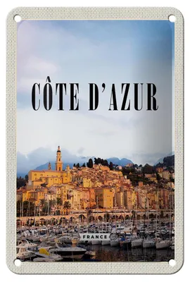 Produktbild von Blechschild Reise 12x18cm Cote d'Azur France Panorama Bild Dekoration