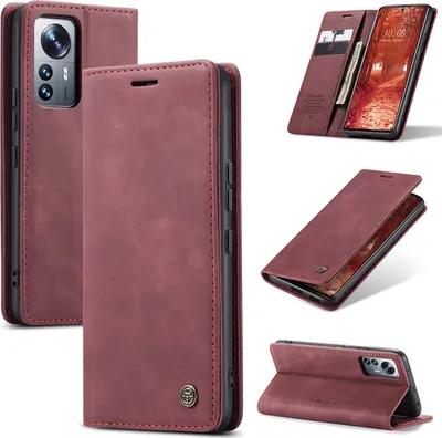 Obrázek produktu pro Pouzdro Xiaomi 12 Lite, retroPolyuretankožené pouzdro s funkcí stojánku Ochranné pouzdro pro Xiaomi 12 Lite Red
