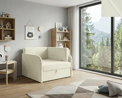 Produktbild von Schlafsessel LUCCA 79×104×67 cm mit Schlaffunktion 73×170, Bettkasten, Matratze, Stoff New Velo 201 WEIß POLTRONA LETTO