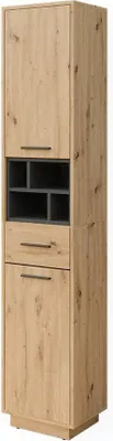 Image de Meuble salle de bain Vicco Beatrice Chêne Artisan/Anthracite 38x190cm avec portes, tiroir, Model 40165