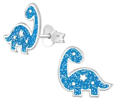 Produktbild von Kinder-Ohrstecker: 925 Silber Ohrringe „Glitzer Dinosaurier“