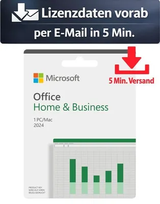 Produktbild von Microsoft Office 2024 Home & Business MUI/EU (1 Device - perpetual) EU ESD 5 Min. Versand als Download per Mail