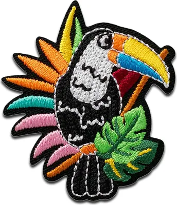 Produktbild von Mono-Quick Tukan bunt Tier - Aufnäher, Bügelbild, Aufbügler, Applikationen, Patches, Flicken, zum aufbügeln, Größe: 5,4 x 4,7 cm