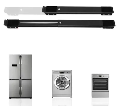 Productafbeelding van Wasmachineonderstel met wielen, verstelbaar van 45 tot 72 cm, draagvermogen 300 kg, zwart