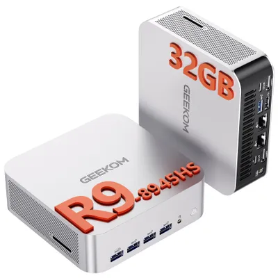 Produktbild von GEEKOM A8 Max Mini PC, AMD Ryzen 9 8945HS, 32GB DDR5 & 1TB SSD, Ryzen AI, Radeon 780M, 2x USB4, Dual 2,5G LAN, 8K, für Homeoffice & Gaming
