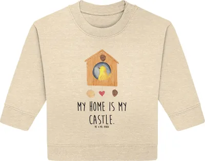 Produktbild von Mr. & Mrs. Panda Organic Baby Pullover Vogel Haus 6. - 12. Monat - Natural Raw - Geschenk, Lustige Sprüche, Wohnung, Castle, Zuhause, Vogelhaus, Bullover