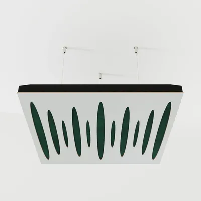 Zdjęcie produktu dla Zestaw 4 paneli akustycznych do sufitu PULSAR, aksamit, 50x50x5 cm, biały/zielony