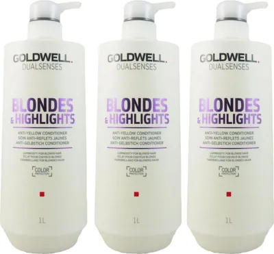 Produktbild von Goldwell Dualsenses Blondes & Highlights 3 x 1000 ml Conditioner für Blondes Haar Set