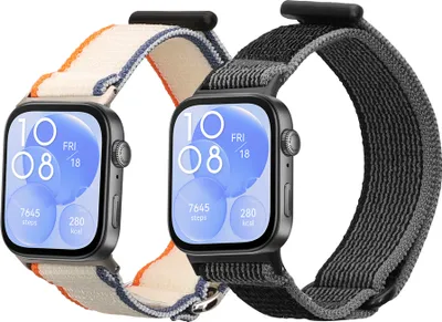 Produktbild von kwmobile 2x Sportarmband kompatibel mit Huawei Watch Fit 3 Armband - Sport Ersatzarmband Set aus Nylon für Fitnesstracker - Schwarz Weiß Orange