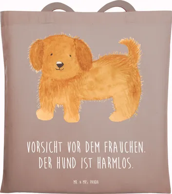 Produktbild von Mr. & Mrs. Panda Jutebeutel Hund Flauschig - Braun Pastell - Geschenk, Hunde, Schultasche, Sprüche, Hundeliebe, Einkaufstüte, Witzig, Laptoptasche, Tasche, Einkaufstasche