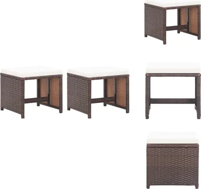 Produktbild von vidaXL Gartenhocker 2 Stk. mit Sitzkissen Poly Rattan Braun -  Gartenstühle