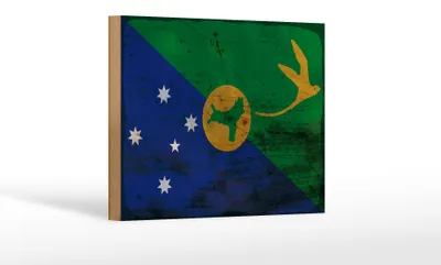 Produktbild von Holzschild Flagge Weihnachtsinsel 18x12cm Flag Rost