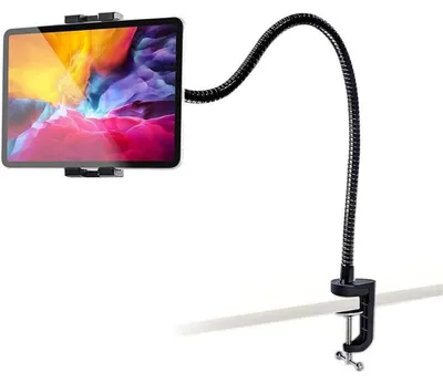 Produktbild von Schwanenhals Tablet Halterung 4-13 Zoll, Verstellbarer Ständer für Tisch & Bett, Flexible Langarm Halterung für iPad, Galaxy, iPhone, Switch