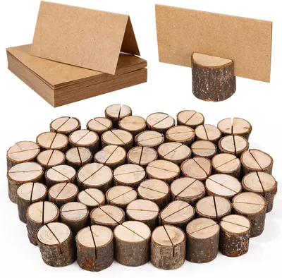Productafbeelding van Plaatskaart houder 50 stuks, met kraft papier kaarten, voor bruiloften