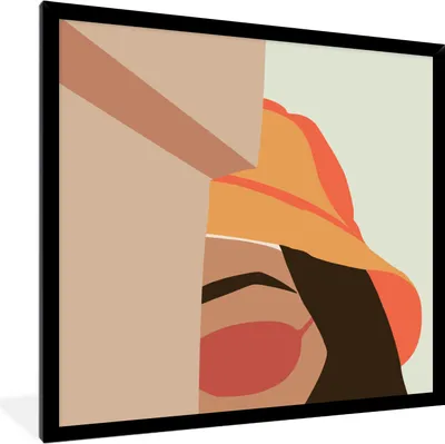 Produktbild von MuchoWow® MuchoWow® Gerahmtes Poster Frau - Hut - Sonnenbrille 40x40 cm - Poster mit zchwarzem Bilderrahmen - Mit Rahmen - Wanddekoration Schlafzimmer