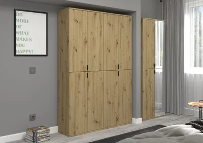 Image de Armoire 2 portes avec miroir – Chêne clair – BODITE