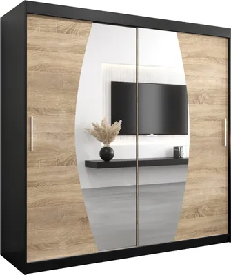 Produktbild von Kleiderschrank, Schiebetürenschrank Schlafzimmer, Schrank mit Spiegel ELYPSE 200 cm